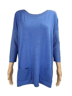 Lily Pulitzer Women’s (Medium) blue Cabo Sweater pockets with glitter sleeves